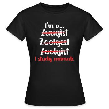 Zoologiste étudiant les animaux de zoo Zoo Élevage d’animaux - T-shirt Femme - noir - Devant - AI Model Female 172 dark (172cm)