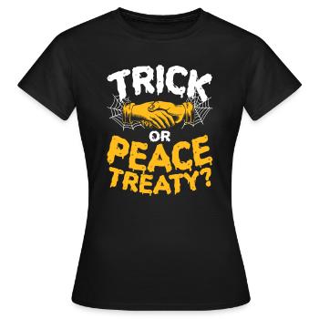 Halloween Trick Friedensvertrag Pazifist Wahl - Frauen T-Shirt - Schwarz - Vorne - AI Model Female 172 dark (172cm)