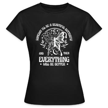 Himmlischer Schmetterling Mystische - Frauen T-Shirt - Schwarz - Vorne - AI Model Female 172 dark (172cm)