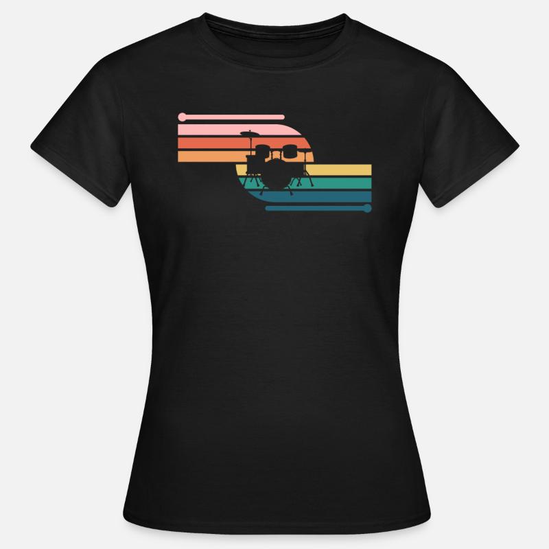 Retro Drummer Player Percussion Drumming Drummer - Women's T-Shirt - black