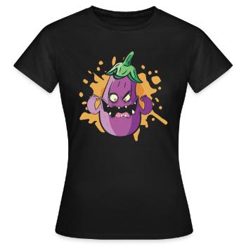 Halloween Auberginenmonster Gesundes Essen - Frauen T-Shirt - Schwarz - Vorne - AI Model Female 172 dark (172cm)