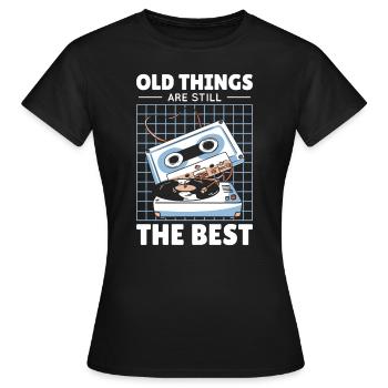Antiquariat Vinyl Kassette Musik Vintage Liebhaber - Frauen T-Shirt - Schwarz - Vorne - AI Model Female 172 dark (172cm)
