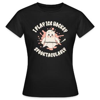 Eishockey Sport Halloween Saison Geisterspieler - Frauen T-Shirt - Schwarz - Vorne - AI Model Female 172 dark (172cm)