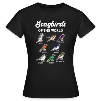 Oiseaux chanteurs du monde - T-shirt Femme - noir - Devant - AI Model Female 172 dark (172cm)