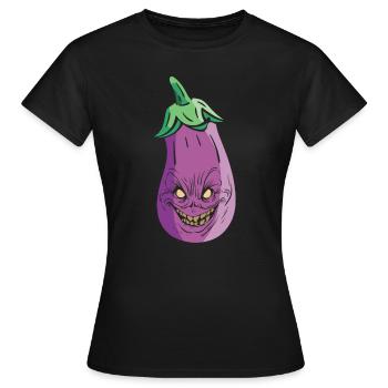 Halloween Auberginenmonster Gesundes Essen - Frauen T-Shirt - Schwarz - Vorne - AI Model Female 172 dark (172cm)
