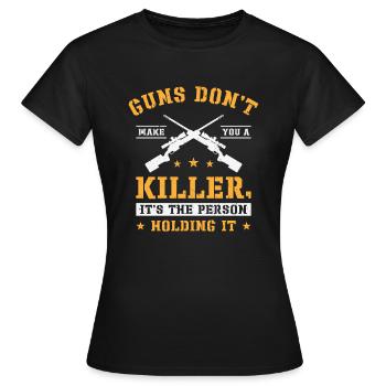 Guns Pistol Lover Gun Owner Shooting - Women's T-Shirt - black - Front - AI Model Female 172 dark (172cm)