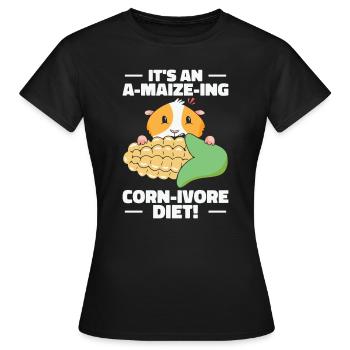 Cute Animal Hamster Corn Pet Food Hamster Lover - Women's T-Shirt - black - Front - AI Model Female 172 dark (172cm)