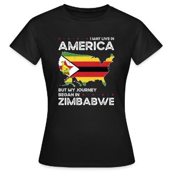 Né au Zimbabwe Zimbabwe États-Unis - T-shirt Femme - noir - Devant - AI Model Female 172 dark (172cm)