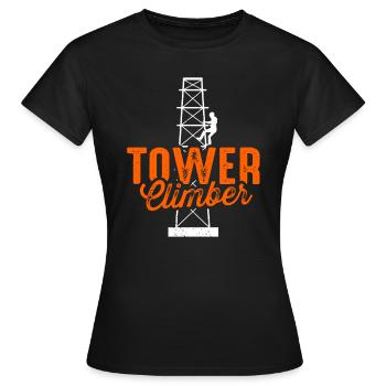 Cell Tower Climber Climbing Technician - Women's T-Shirt - black - Front - AI Model Female 172 dark (172cm)