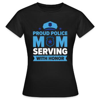 Polizei Muttertag Cop Officer Strafverfolgung - Frauen T-Shirt - Schwarz - Vorne - AI Model Female 172 dark (172cm)