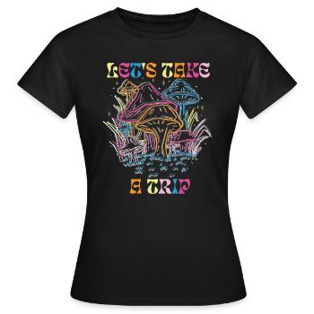 Trippy Mushroom Magic Mushrooms Psychédélique - T-shirt Femme - noir - Devant - AI Model Female 172 dark (172cm)