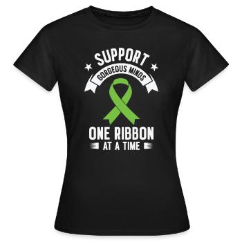 Mental Health Awareness Month Green Ribbon Support - Women's T-Shirt - black - Front - AI Model Female 172 dark (172cm)