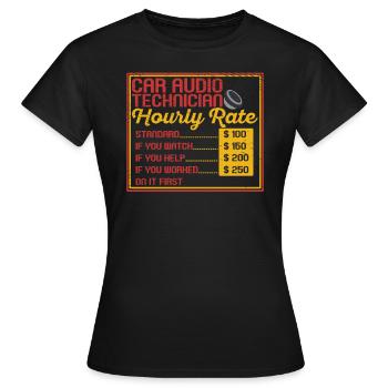 Car Audio Technician Car Stereo Fanatic Automobile - Women's T-Shirt - black - Front - AI Model Female 172 dark (172cm)