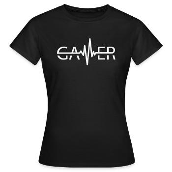 Gamer Heartbeat Jeux vidéo Jeux vidéo PC - T-shirt Femme - noir - Devant - AI Model Female 172 dark (172cm)
