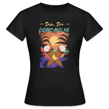 Zigarre Rauchen Zigarren Raucher - Frauen T-Shirt - Schwarz - Vorne - AI Model Female 172 dark (172cm)
