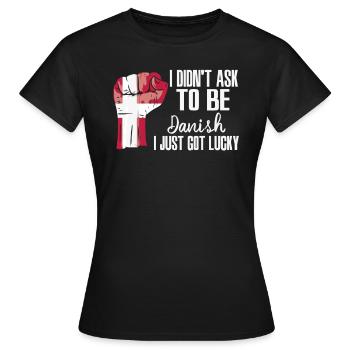 Danish Pride Denmark Flag Grown Danish Roots - Women's T-Shirt - black - Front - AI Model Female 172 dark (172cm)