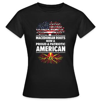 Mazedonischer Amerikanischer Patriot USA - Frauen T-Shirt - Schwarz - Vorne - AI Model Female 172 dark (172cm)