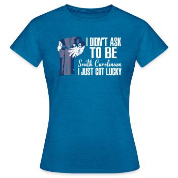 South Carolinian American US Patriot USA Grown - Women's T-Shirt - antique blue sapphire heather - Front - AI Model Female 172 dark (172cm)