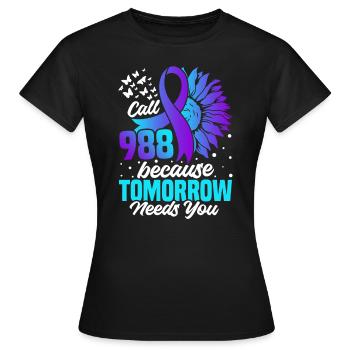 Bande de prévention du suicide : Sensibilisation à la - T-shirt Femme - noir - Devant - AI Model Female 172 dark (172cm)