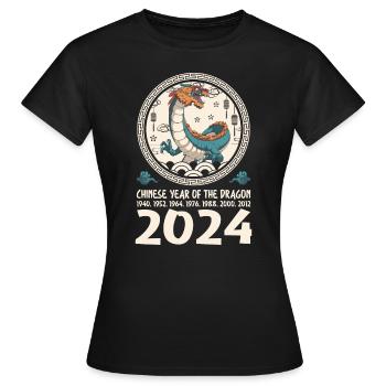 Chinesisches Jahr des Drachen 2024 Chinesisches - Frauen T-Shirt - Schwarz - Vorne - AI Model Female 172 dark (172cm)