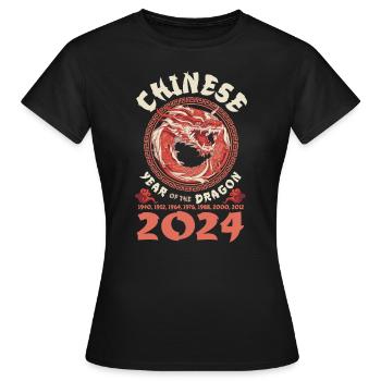 Chinesisches Jahr des Drachen 2024 Chinesisches - Frauen T-Shirt - Schwarz - Vorne - AI Model Female 172 dark (172cm)