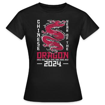 Chinesisches Jahr des Drachen 2024 Chinesisches - Frauen T-Shirt - Schwarz - Vorne - AI Model Female 172 dark (172cm)