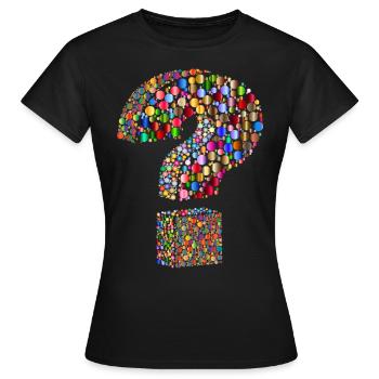 point d'interrogation arc-en-couleur - T-shirt Femme - noir - Devant - AI Model Female 172 dark (172cm)
