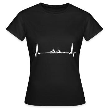 Rudern Herzschlag Für Ruderer Rudersport Geschenk - Frauen T-Shirt - Schwarz - Vorne - AI Model Female 172 dark (172cm)