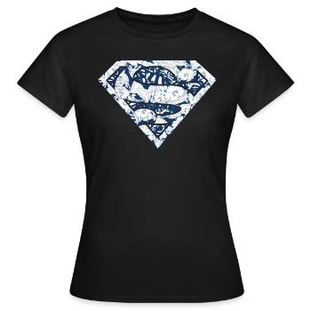 DC Comics Superman Classic Logo Floral - Dame-T-shirt - sort - Foran - AI Model Female 172 dark (172cm)