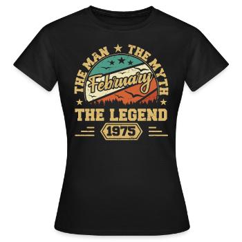 Cadeau d'anniversaire - né en février 1975 - T-shirt Femme - noir - Devant - AI Model Female 172 dark (172cm)