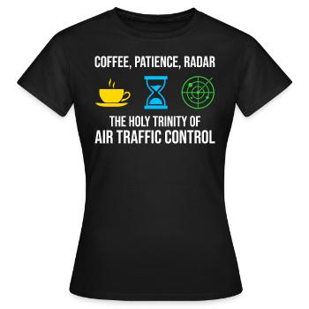 Fluglotse Kaffee Radar ATC Luftfahrt - Frauen T-Shirt - Schwarz - Vorne - AI Model Female 172 dark (172cm)
