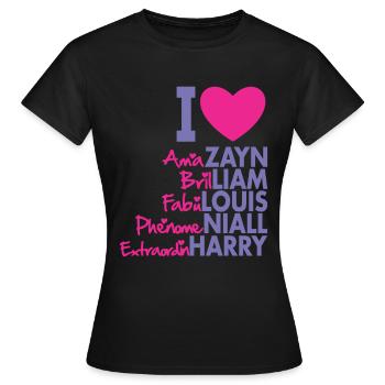 I Heart 1D - T-shirt Femme - noir - Devant - AI Model Female 172 dark (172cm)