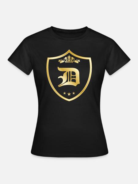Lettre D couronne or - T-shirt Femme - noir