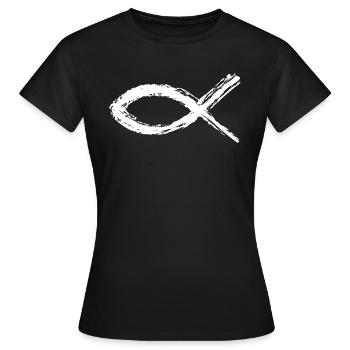 jesus fisch symbol - Frauen T-Shirt - Schwarz - Vorne - AI Model Female 172 dark (172cm)