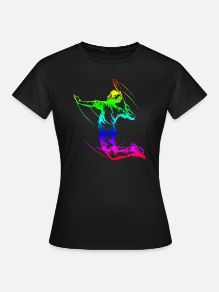 Badminton Spieler Bunt - Frauen T-Shirt - Schwarz