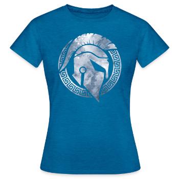 spartan helmet symbol - Frauen T-Shirt - Antikblaues Saphir meliert - Vorne - AI Model Female 172 dark (172cm)