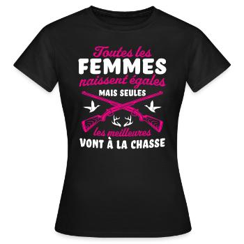 Les Meilleures Vont á La Chasse - T-shirt Femme - noir - Devant - AI Model Female 172 dark (172cm)
