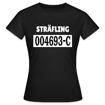 Insasse Häftling Sträfling Gefängnis Knast Outfit - Frauen T-Shirt - Schwarz - Vorne - AI Model Female 172 dark (172cm)