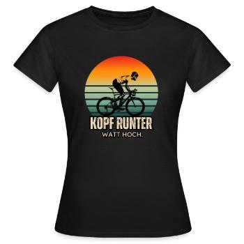 THE shirt for performance: Head down Watts up - Women's T-Shirt - black - Front - AI Model Female 172 dark (172cm)