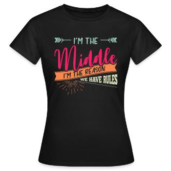 Geschwister, Geschwister mittleres Kind, Jüngstes - Frauen T-Shirt - Schwarz - Vorne - AI Model Female 172 dark (172cm)