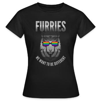 Furry, Furry Kongresse, Wolf, - Frauen T-Shirt - Schwarz - Vorne - AI Model Female 172 dark (172cm)