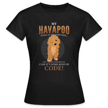 havapoo, havapoo Pudel Mischling, havapoo humor, - Frauen T-Shirt - Schwarz - Vorne - AI Model Female 172 dark (172cm)