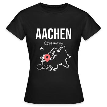 Aachen, Germany, Aachen Cathedral Germany - Women's T-Shirt - black - Front - AI Model Female 172 dark (172cm)