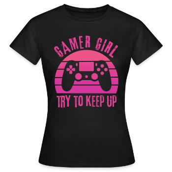 Gamer Girl essaie de suivre - T-shirt Femme - noir - Devant - AI Model Female 172 dark (172cm)