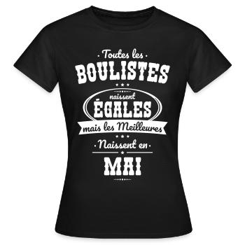 Boulistes égales meilleures naissent en Mai - T-shirt Femme - noir - Devant - AI Model Female 172 dark (172cm)