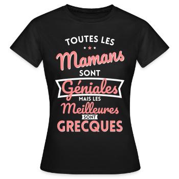 Mamans géniales les meilleures sont Grecques - T-shirt Femme - noir - Devant - AI Model Female 172 dark (172cm)
