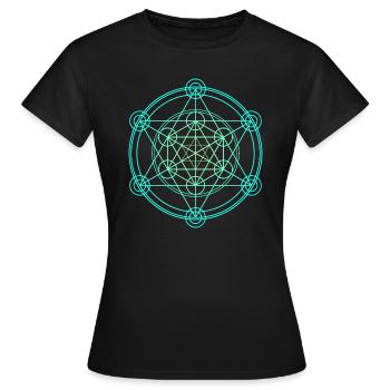 Merkaba Heilige Geometrie - Frauen T-Shirt - Schwarz - Vorne - AI Model Female 172 dark (172cm)