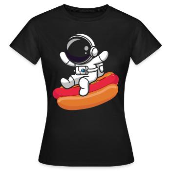 Hot Dog Fast Food Astronaute Astronomie - T-shirt Femme - noir - Devant - AI Model Female 172 dark (172cm)