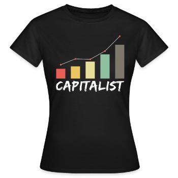 Capitalist - Kapitalist Geld Money Börse Exchange - Women's T-Shirt - black - Front - AI Model Female 172 dark (172cm)