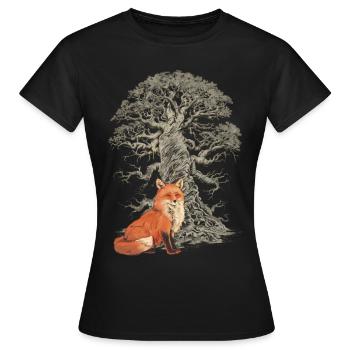 Forêt Arbre Renard Renards Conte de fées Conte de fées Personnage Enfant - T-shirt Femme - noir - Devant - AI Model Female 172 dark (172cm)